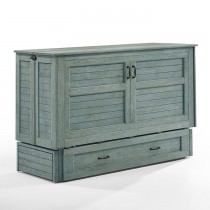 Night and Day Poppy Antique Blue Murphy Cabinet Bed