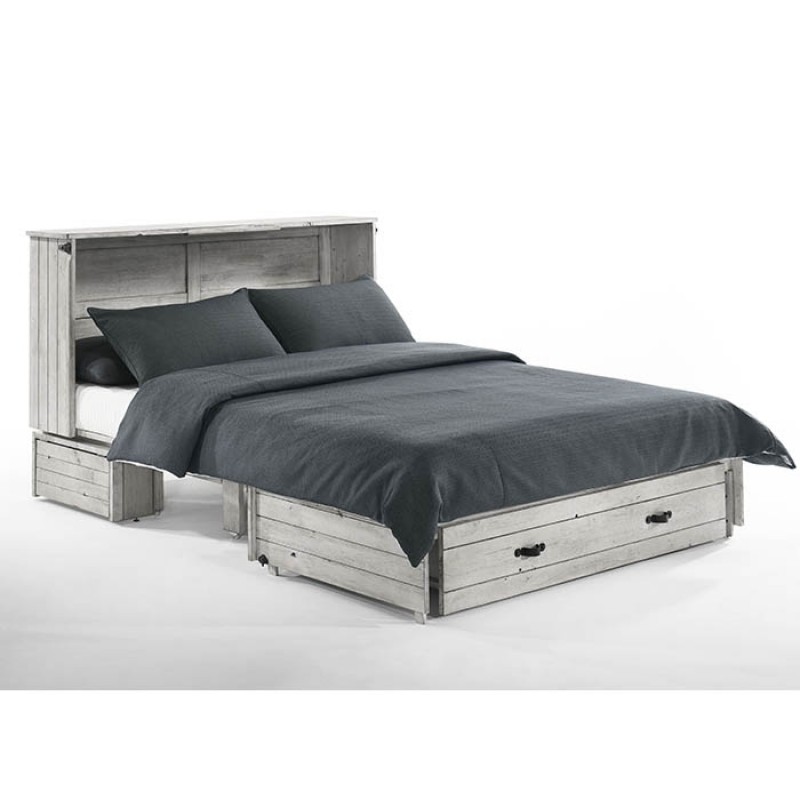 Night and Day Ranchero Vintage White Murphy Cabinet Bed Open