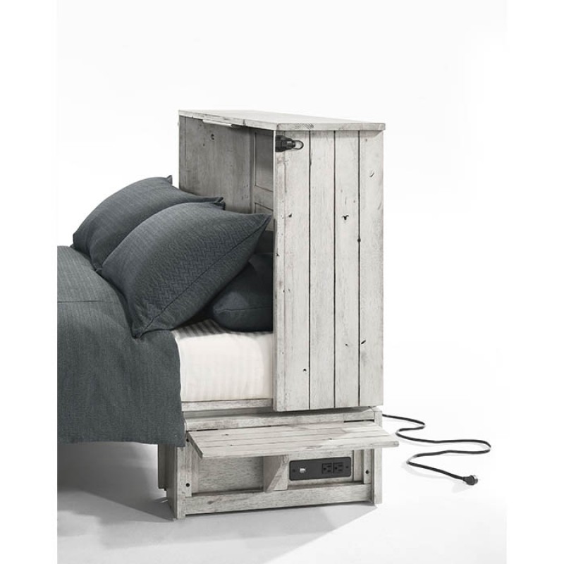 Night and Day Ranchero Vintage White Murphy Cabinet Bed USB