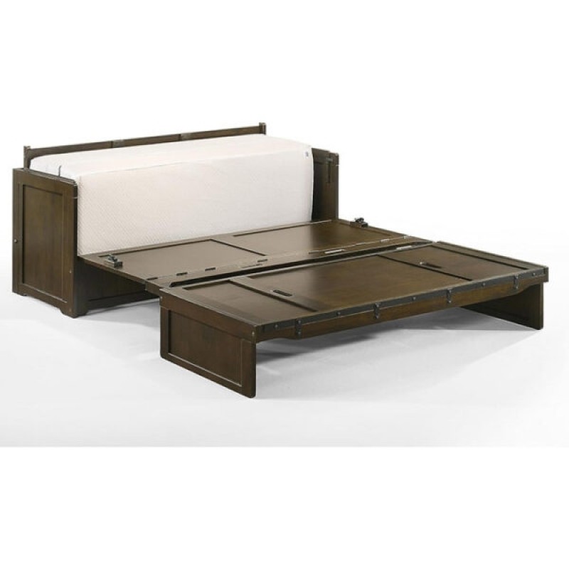 Night and Day Murphy Cube Queen Rustic Brown Cabinet Bed Mattress