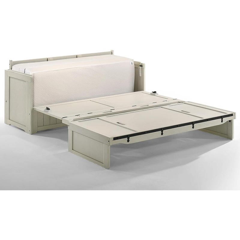 Vintage White Cube Cabinet Bed Open